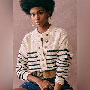 Sezane Lucas Jumper in Navy / Ecru Size XXS